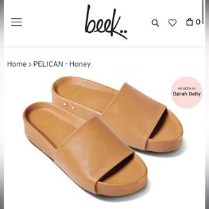 BEEK PELICAN SLIDES IN HONEY - WORN ONCE